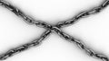 Chain cross. Crossing chains isolated on white background. 3D-rendering. Royalty Free Stock Photo