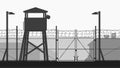 chain fence and guard tower at military base Royalty Free Stock Photo