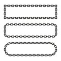 Chain frame borders. Black metal links. Geometric rectangular shapes. Strong security symbol. Royalty Free Stock Photo