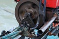 Chain and gear of modified diesel boat engine is running