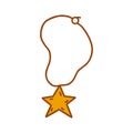 Chain with gold star pendant. Amulet icon doodle