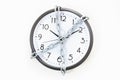 Chain holding an alarm wall clock, time management concept Royalty Free Stock Photo