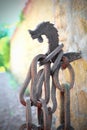 Chain and hook of medieval origin, the concept of compulsion, bond, shackling Royalty Free Stock Photo