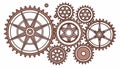 Chain of Interconnected Gears Horizontal Vector Display, vector design Generative AI Royalty Free Stock Photo