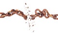 Chain isolated rusty breaking craccking - 3d rendering Royalty Free Stock Photo