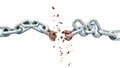 Chain isolated rusty breaking craccking - 3d rendering Royalty Free Stock Photo