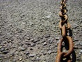 Chain line on the asphalt. Close-up