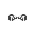 A chain link with digital blocks vector icon