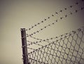 Chain link fence with barbed wire Royalty Free Stock Photo