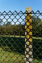 Chain link fence on concrete post