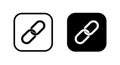 Chain link icon in black square. URL connection symbol. Hyperlink, attachment sign Royalty Free Stock Photo