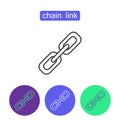 Chain link outline icons set