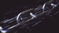 Chain links and flying binary numbers. Blockchain technology related 3D rendering Royalty Free Stock Photo