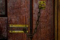 Chain lock on door. Royalty Free Stock Photo