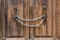 Chain locks ancient wooden door