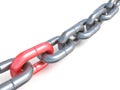 Chain with one red link 3D Royalty Free Stock Photo