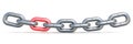 Chain with one red link 3D Royalty Free Stock Photo