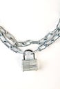 Chain and padlock, white background. Royalty Free Stock Photo