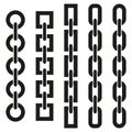 Chain pattern set. Linked shapes collection. Vector design elements. Black connection symbols. Royalty Free Stock Photo