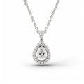 Stunning Chain Piece With Halo Design And Drop-shaped Diamonds In 18k White Gold