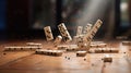 Falling dominos - a chain reaction game - AI Generated Royalty Free Stock Photo