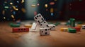 Falling dominos - a chain reaction game - AI Generated Royalty Free Stock Photo
