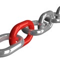 Chain with red link Royalty Free Stock Photo