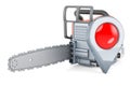 Chain saw with map pointer. 3D rendering Royalty Free Stock Photo