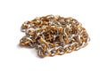 Chain of silver and gold links, on a white background Royalty Free Stock Photo
