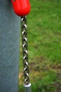 Chain of sturdy material. Metal, iron stainless steel that connects and fastens what is loose. Chained freedom and safety. Royalty Free Stock Photo