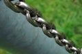 Chain of sturdy material. Metal, iron stainless steel that connects and fastens what is loose. Chained freedom and safety. Royalty Free Stock Photo