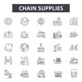 Chain supplies line icons, signs, vector set, outline illustration concept Royalty Free Stock Photo