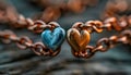 The Unbreakable Bond of Love Two Hearts Connected by a Chain, Symbolizing the Deep Emotional Connection in a Loving Relationship Royalty Free Stock Photo