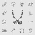 A chain with a symbol of rap. Detailed set of life style icons. Premium quality graphic design. One of the collection icons for we Royalty Free Stock Photo