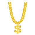 Thug Life Gangsta Bling Chain. Gold dollar symbol on golden chain