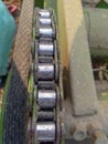 Chain Used In Harvesters Machine Selective Focus. Royalty Free Stock Photo