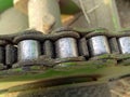 Chain Used In Harvesters Machine Selective Focus. Royalty Free Stock Photo