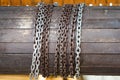The chain on wooden reel