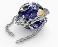 Chain wrapped around Earth globe