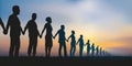 Concept of solidarity with a group of people who form a human chain to demonstrate. Royalty Free Stock Photo