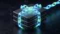 Chained data storage protection represents a digital fortress for information security Royalty Free Stock Photo