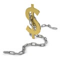 Chained Dollar symbol on white background