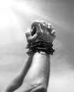 Chained hands praying for help Royalty Free Stock Photo