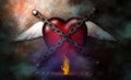 Chained Heart and flame Royalty Free Stock Photo