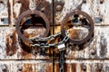 Chained and Padlocked Ancient Wooden Door in Vicenza Royalty Free Stock Photo