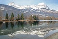 Chaines des Aravis reflected in lake