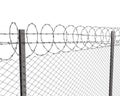 Chainlink fence with barbed wire on top