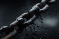 Chains with dark oil. Industrial chains in oil. Dripping oil and metal chains Royalty Free Stock Photo