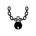 Black solid icon for Chains, chain with lock and security Royalty Free Stock Photo