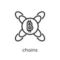 Chains icon. Trendy modern flat linear vector Chains icon on white background from thin line Cryptocurrency economy and finance c Royalty Free Stock Photo